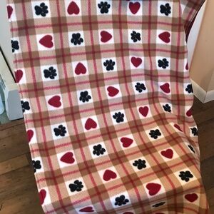 Tan Plaid hearts fleece pet blanket. New & handmade by me!